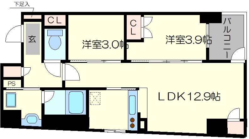 ソルレヴェンテ堀川高辻の間取り