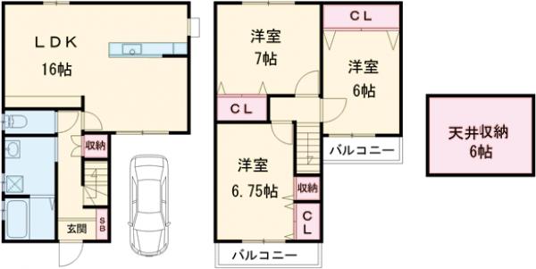 梅津中倉町貸家の間取り