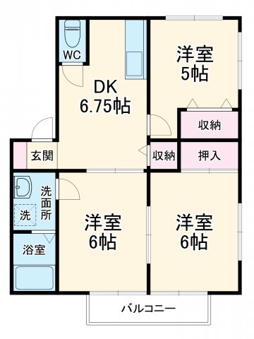 グランデハイツ河輪Bの間取り