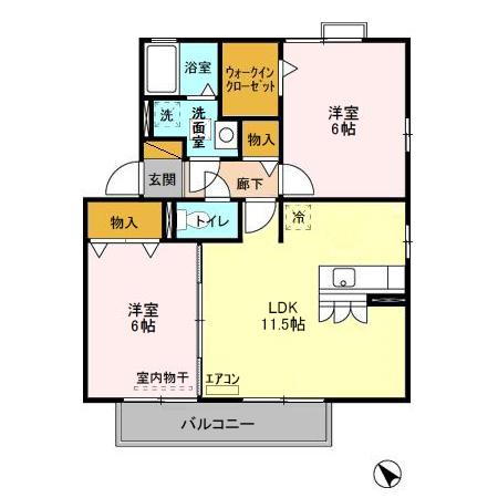 オベルジーヌ Dの間取り