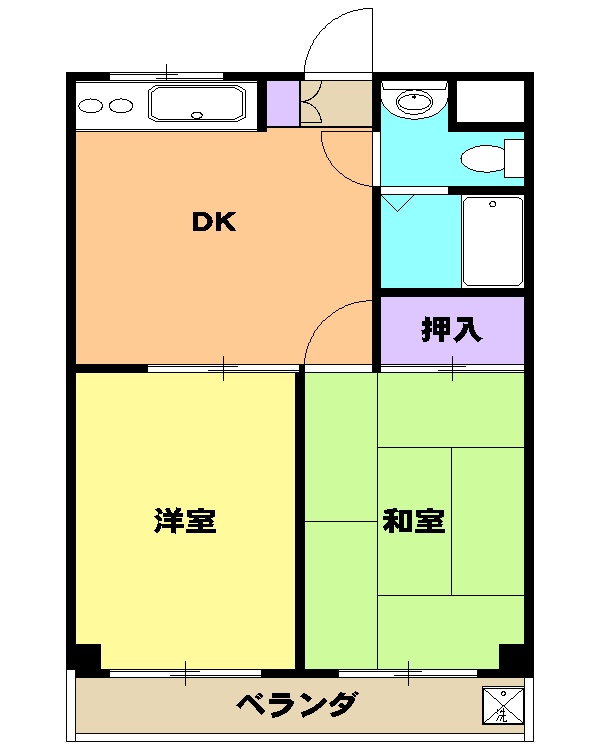 美原町の完工年月(1989年3月)築の賃貸マンションの間取り