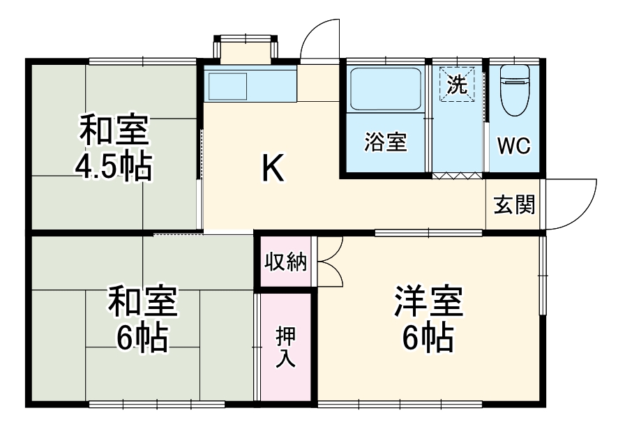 馬見塚貸家F棟の間取り