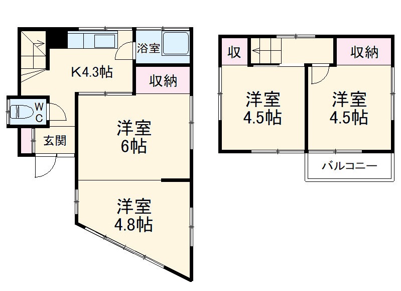川越市木野目貸家の間取り