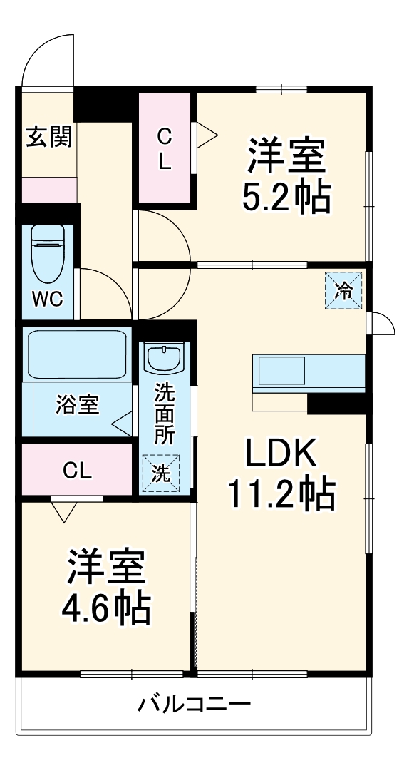 オークリーフ三郷 B棟の間取り