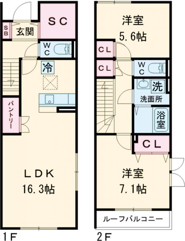 コルテシア洗足Ｂ棟・107号室の間取り