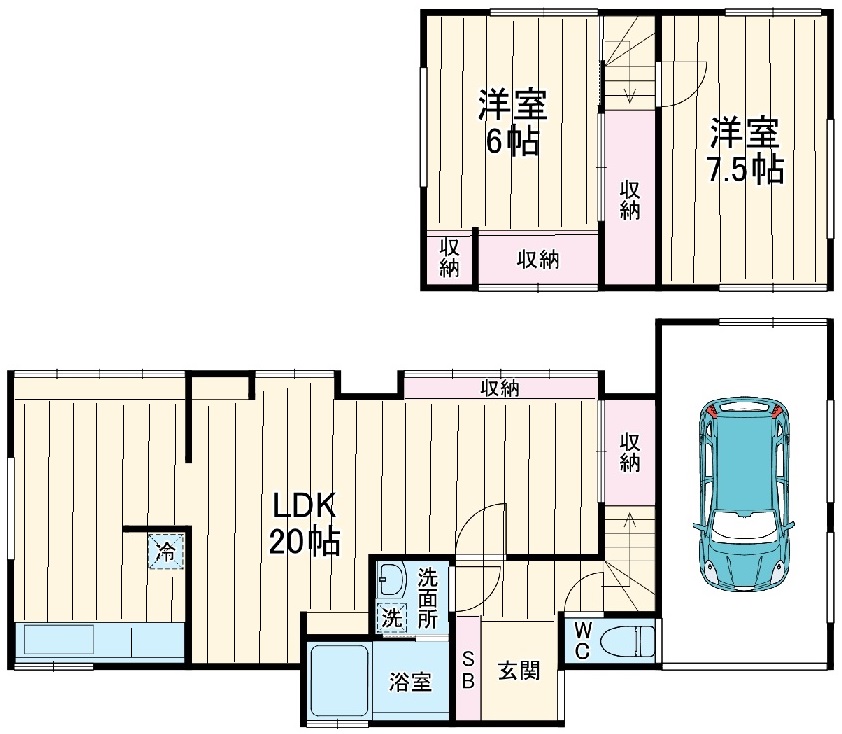 北欧風ヴィンテージリノベ戸建の間取り