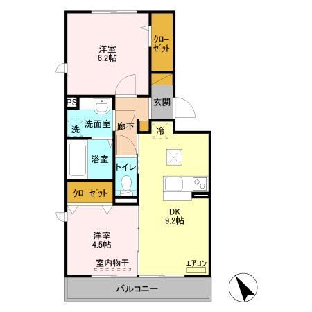 胡録台の完工年月(2015年5月)築の賃貸アパートの間取り