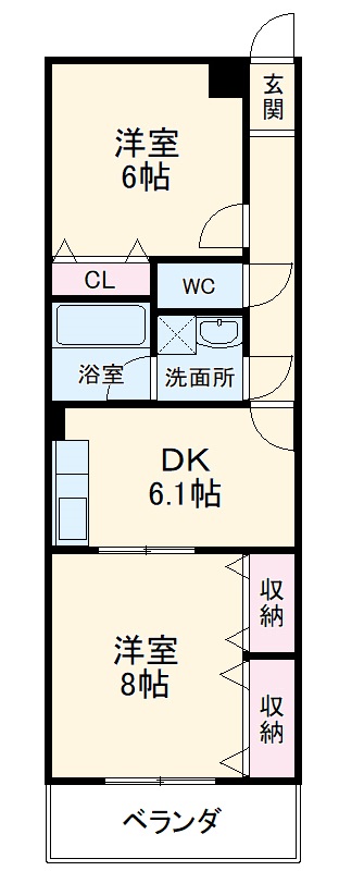 道徳通の完工年月(2004年2月)築の賃貸マンションの間取り
