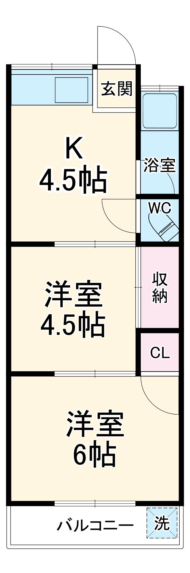 第二向陽ハイツ・202号室の間取り