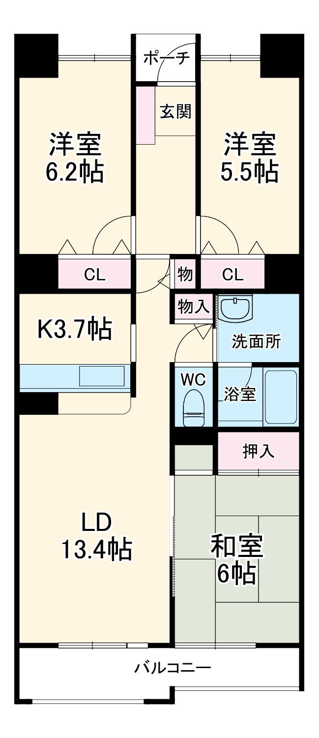 サンハイツ中央台I棟の間取り