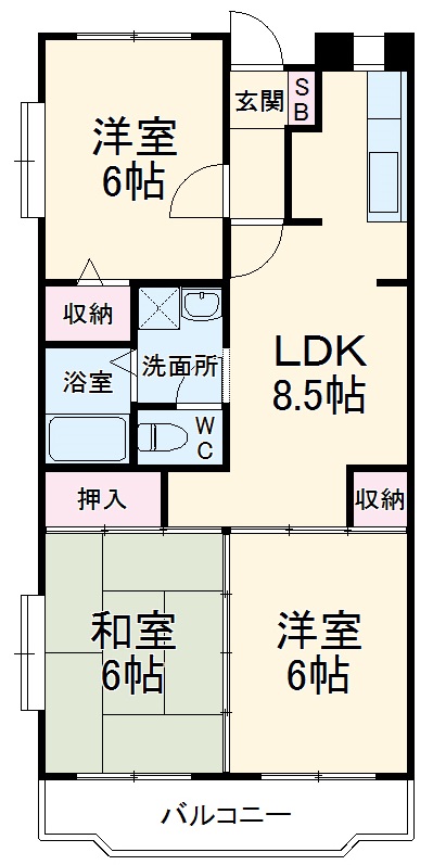 市川グリーンタウン第二ミズホの間取り