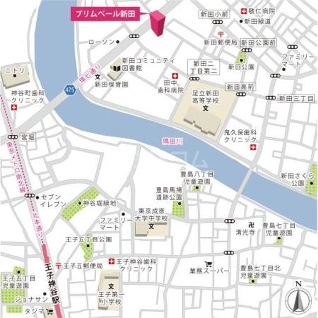 プリムベール新田地図