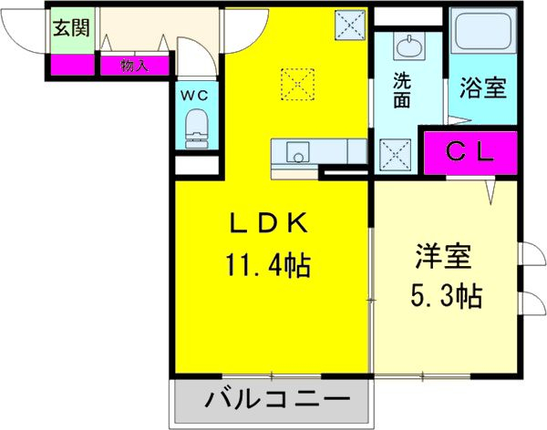 松戸の完工年月(2017年2月)築の賃貸アパートの間取り