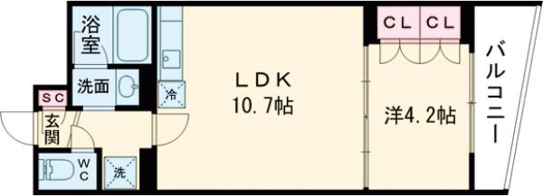 ウェルスクエアイズム恵比寿の間取り