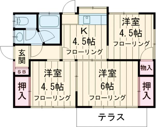濱中貸家の間取り