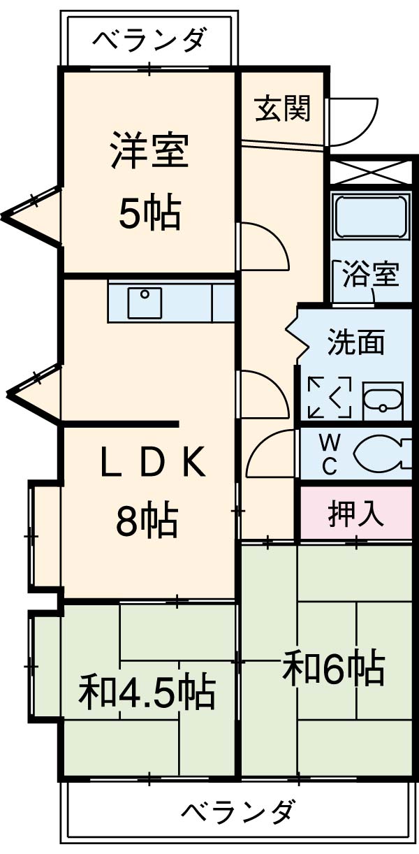 音聞ハイツの間取り