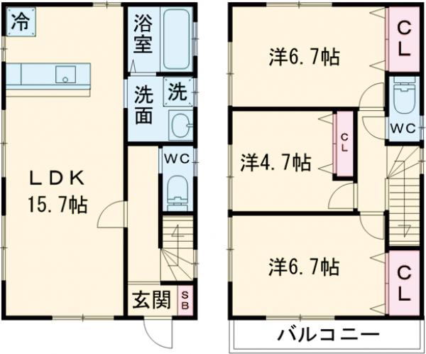 古淵3細谷賃貸住宅の間取り