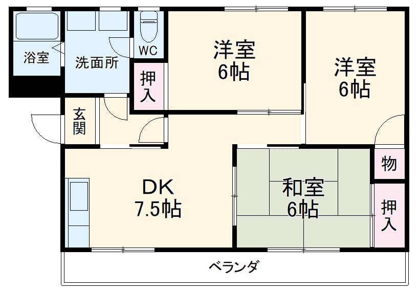 ハイツ朝日ヶ丘Cの間取り