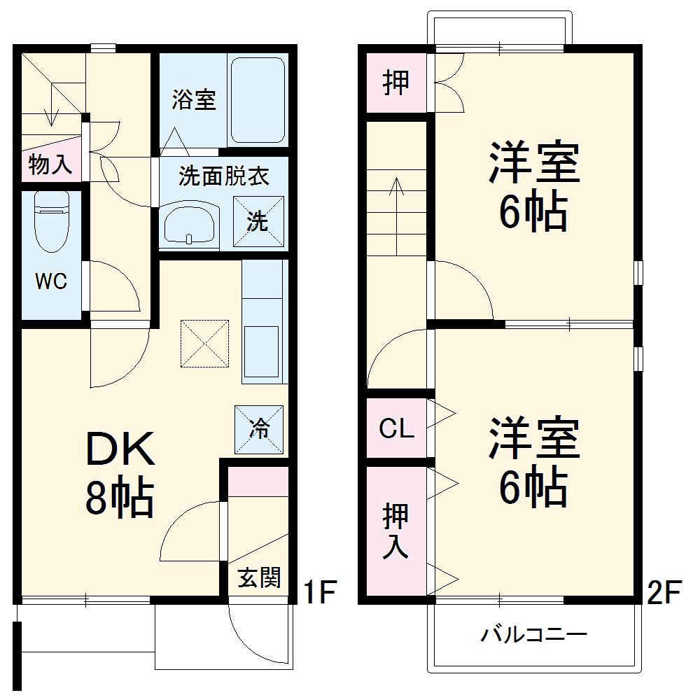 菩提の完工年月(2002年2月)築の賃貸一戸建ての間取り
