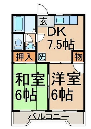 大神町の完工年月(1987年4月)築の賃貸マンションの間取り