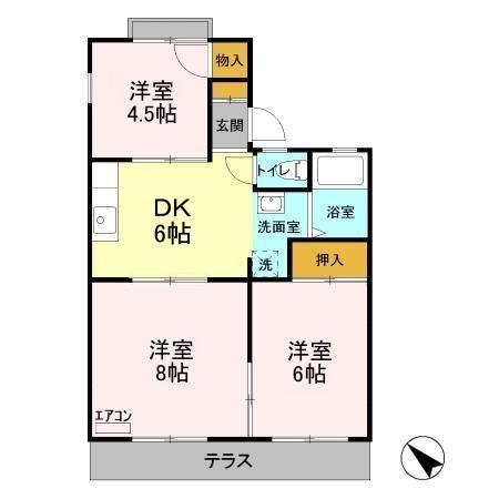 スカイハイツ池田 Bの間取り