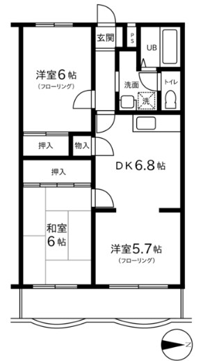 第七西砂川ハイツA棟の間取り
