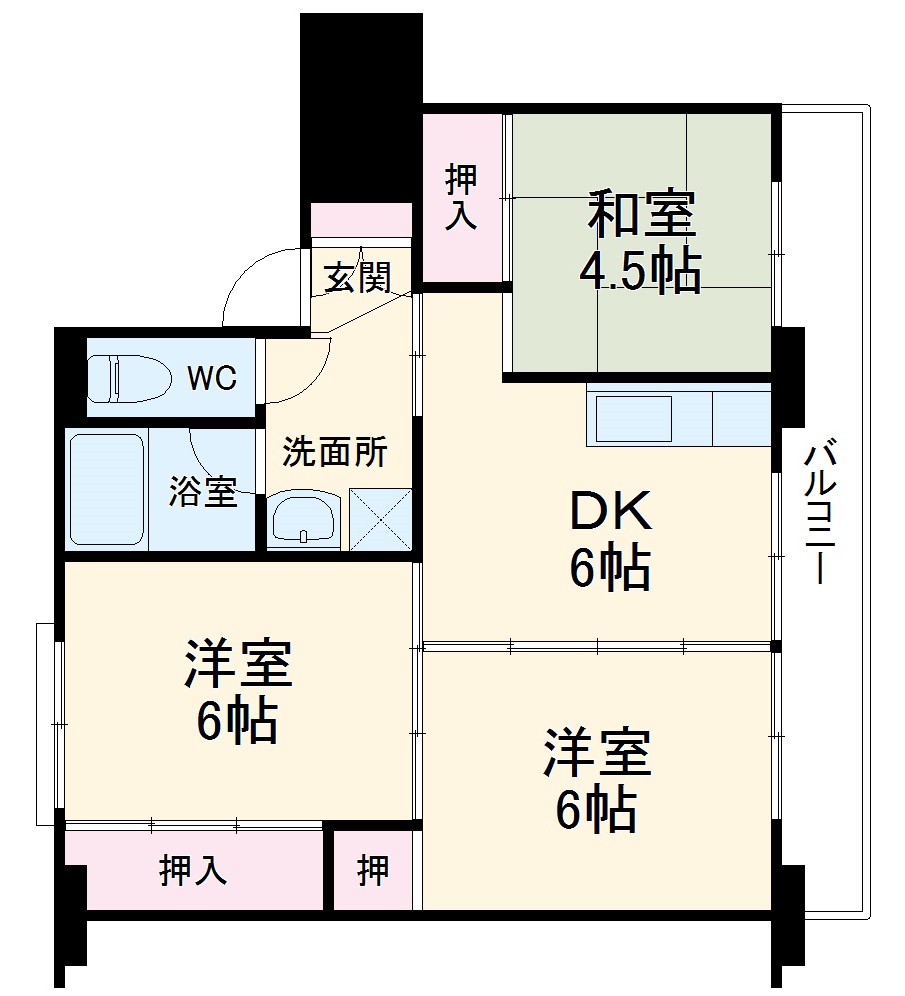 ビレッジハウスなかのめ1号棟の間取り