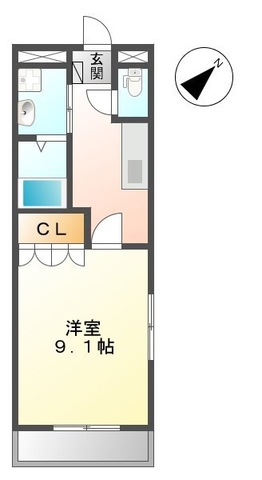 エスポアワンルームⅢの間取り