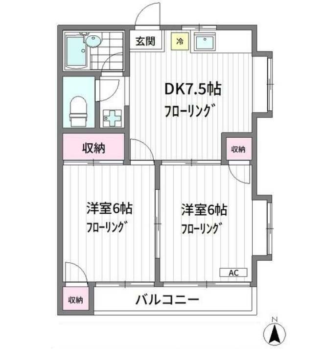 栄町の完工年月(1988年12月)築の賃貸アパートの間取り