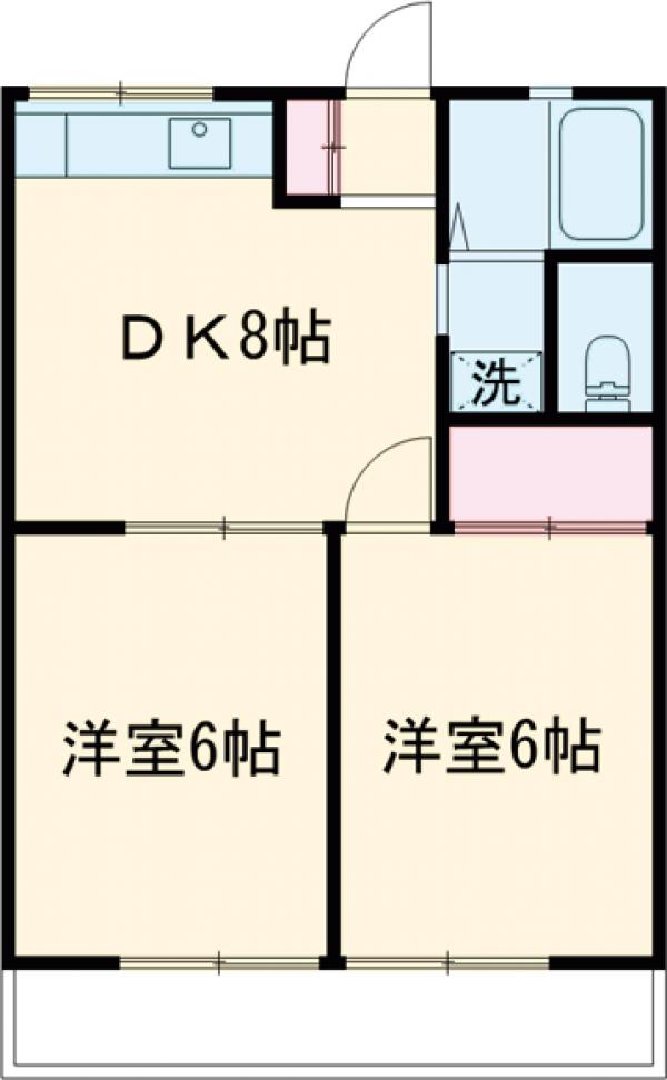 カギ中ハイツAの間取り