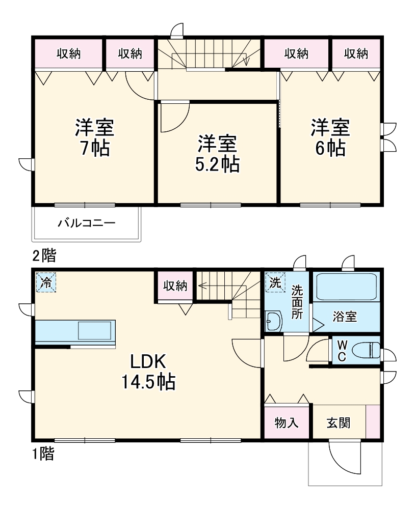 浪花町戸建 Bの間取り