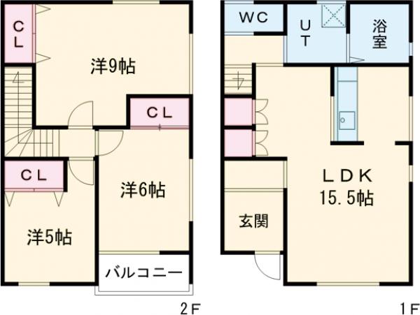 簗瀬1丁目メゾネットⅤの間取り