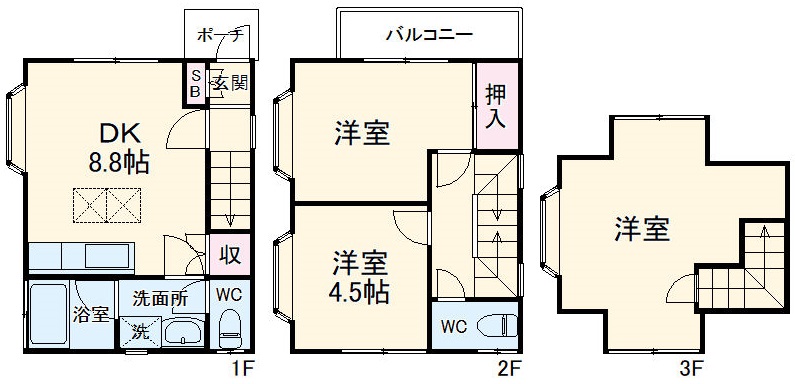 田名戸建て・1号室の間取り