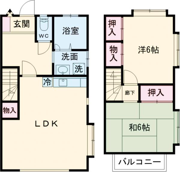 大野テラスハウスの間取り