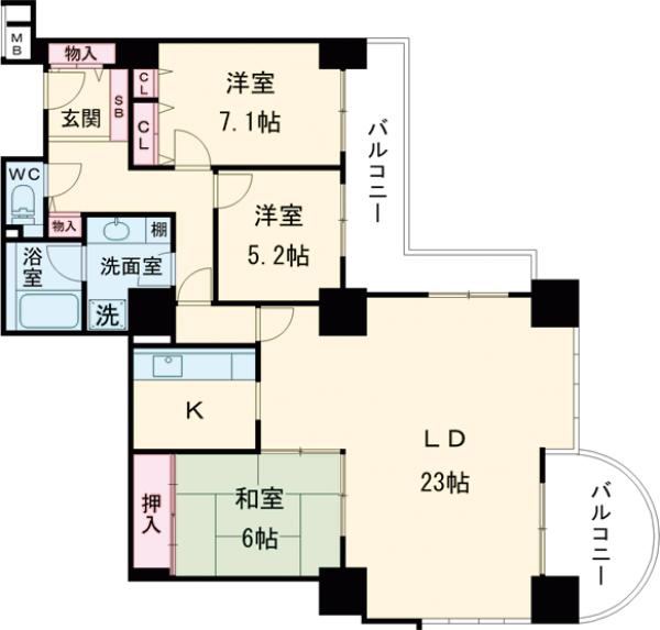 シテヌーブ北千住３０Ａ棟・2306号室の間取り
