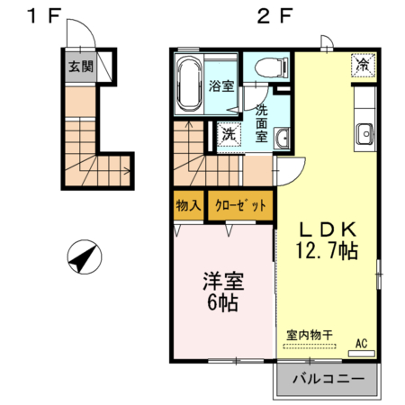 大字福生の完工年月(2014年6月)築の賃貸アパートの間取り