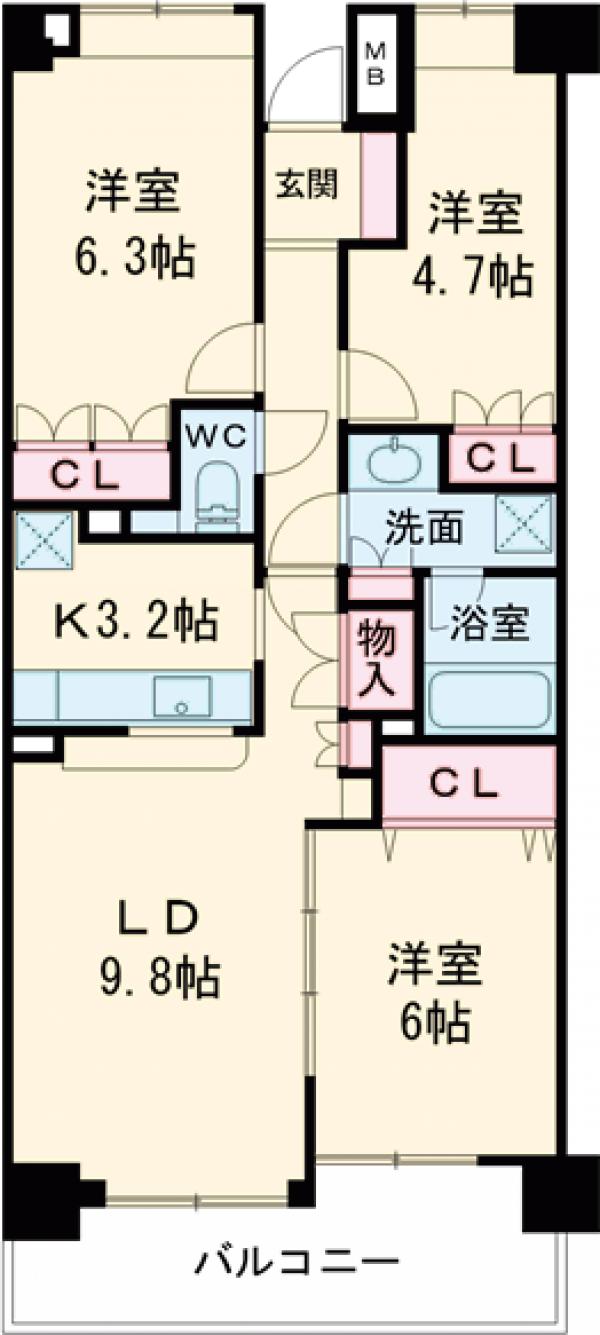 西新・曙パーク・ホームズの間取り