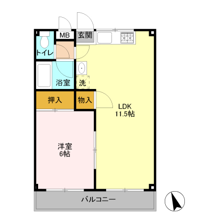 コミューン岩嶋 Aの間取り