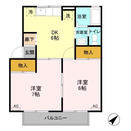 コーポ七曲り Dの間取り